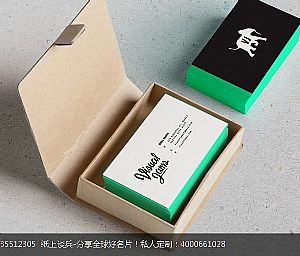 绿色边缘擦色大象名片设计欣赏