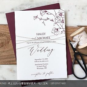 文艺极简浪漫时尚Letterpress凸版印刷婚礼宴会请柬贺卡设计定制