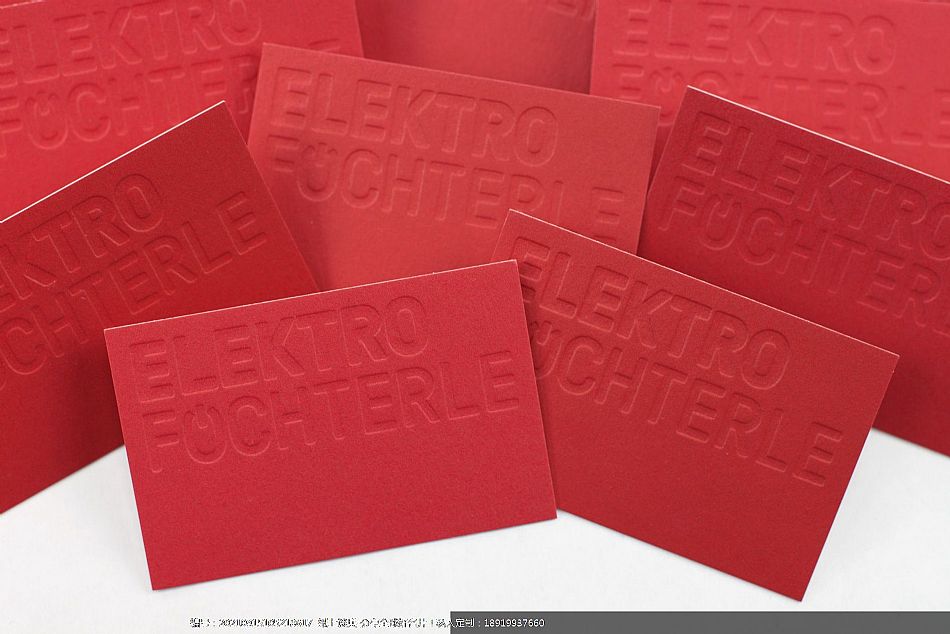 红色极简时尚个性名片Letterpress凸版印刷设计定制
